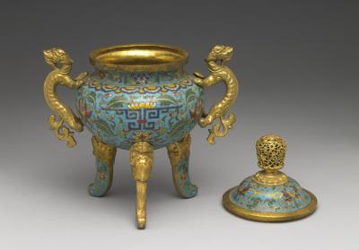 图片[2]-Copper incense burner in cloisonne enamels, Qing dynasty (1644-1911)-China Archive